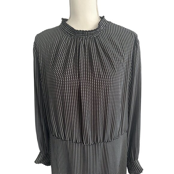 H&M Black White Patterned Long Sleeve Dress Size XL - Picture 2 of 8